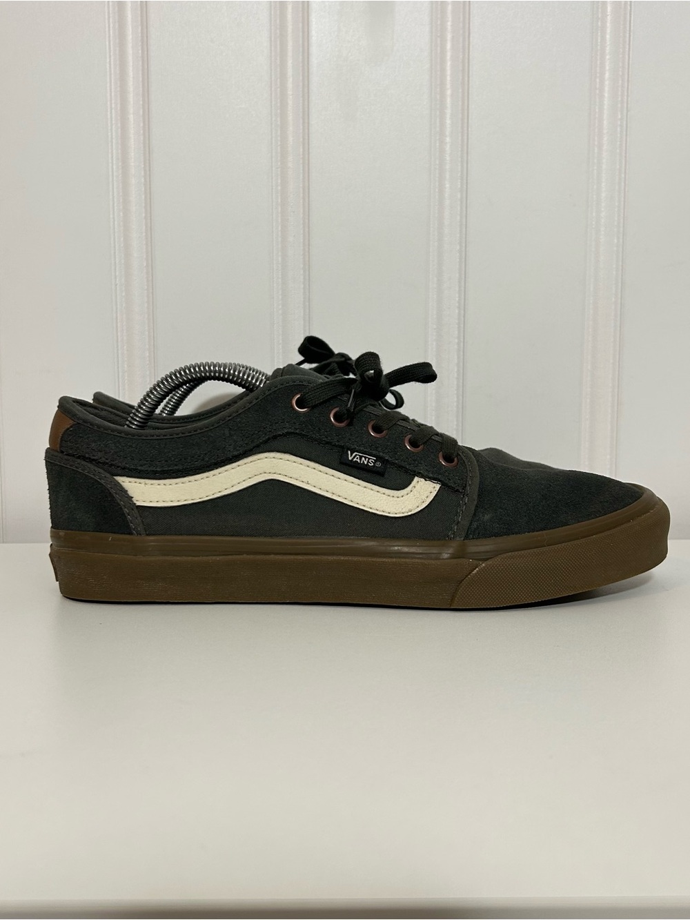 Vans chukka low sidestripe dark grey suede gum cream brown men’s 10.5